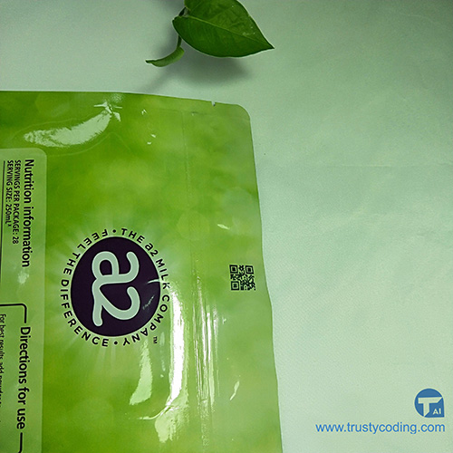 06 UV laser marking machine on a2 milk powder bag for QR code